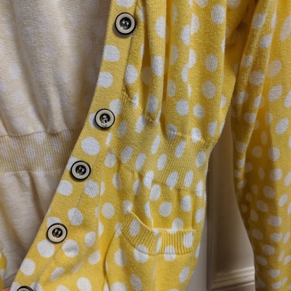 Fossil Sweaters - Fossil yellow & white polka dot cardigan sweater M Fossil Sweaters - Fossil yellow & white polka dot cardigan sweater M
